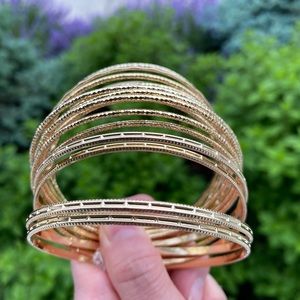16 pcs bracelets skinny gold plated